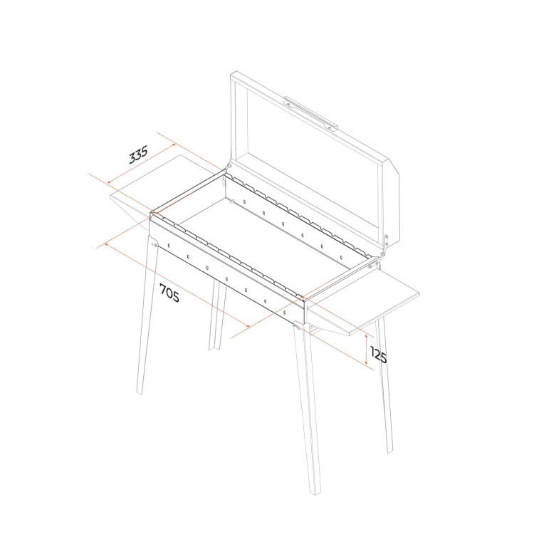 Мангал GRATAR "Классика МКЛ 750К" сталь 2 мм, крышка, боковые полки, складные ножки
