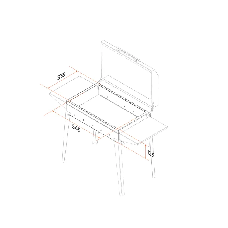 Мангал GRATAR "Классика МКЛ 600К" сталь 2 мм, крышка, боковые полки, складные ножки
