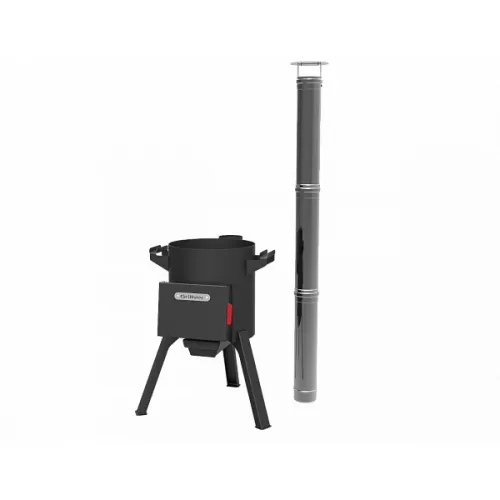 Печь для казана 12л GRILLVER "Берель 400" сталь 3 мм, зольник, дымоход из нержавеющей стали