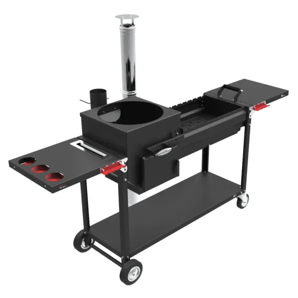 Мангал GRILLVER "Искандер-400 Комфорт Эир" с печью, сталь 3 мм, полки, зольник, дровница, колеса