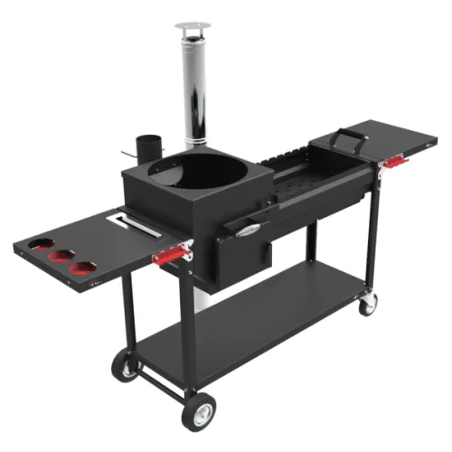 Мангал GRILLVER "Искандер-400 Комфорт Эир" с печью, сталь 3 мм, полки, зольник, дровница, колеса