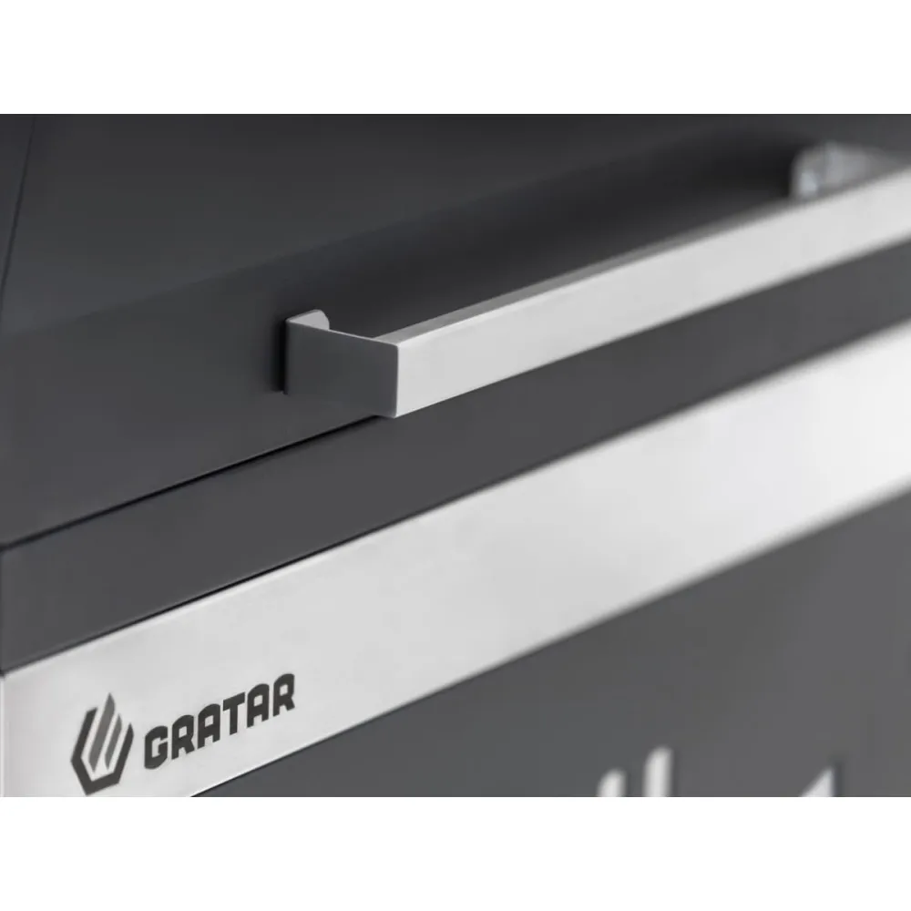 Гриль GRATAR "Master XL GM 880" сталь 2 мм, крышка, зольник, полки, дровница, колеса
