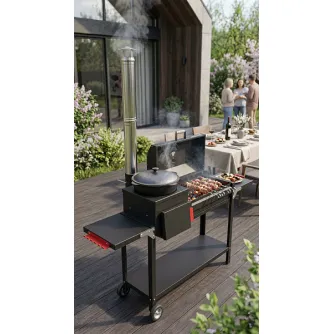 Мангал GRILLVER "Печь-мангал-гриль Грач-2" с печью, сталь 3 мм, крышка-барбекю, зольник, колеса 